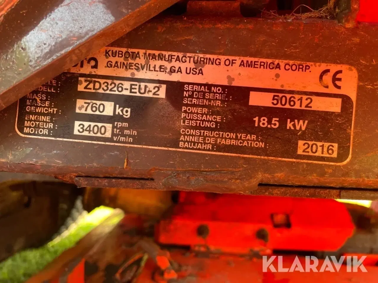 Billede 6 - Græsslåmaskine Kubota ZD 326s