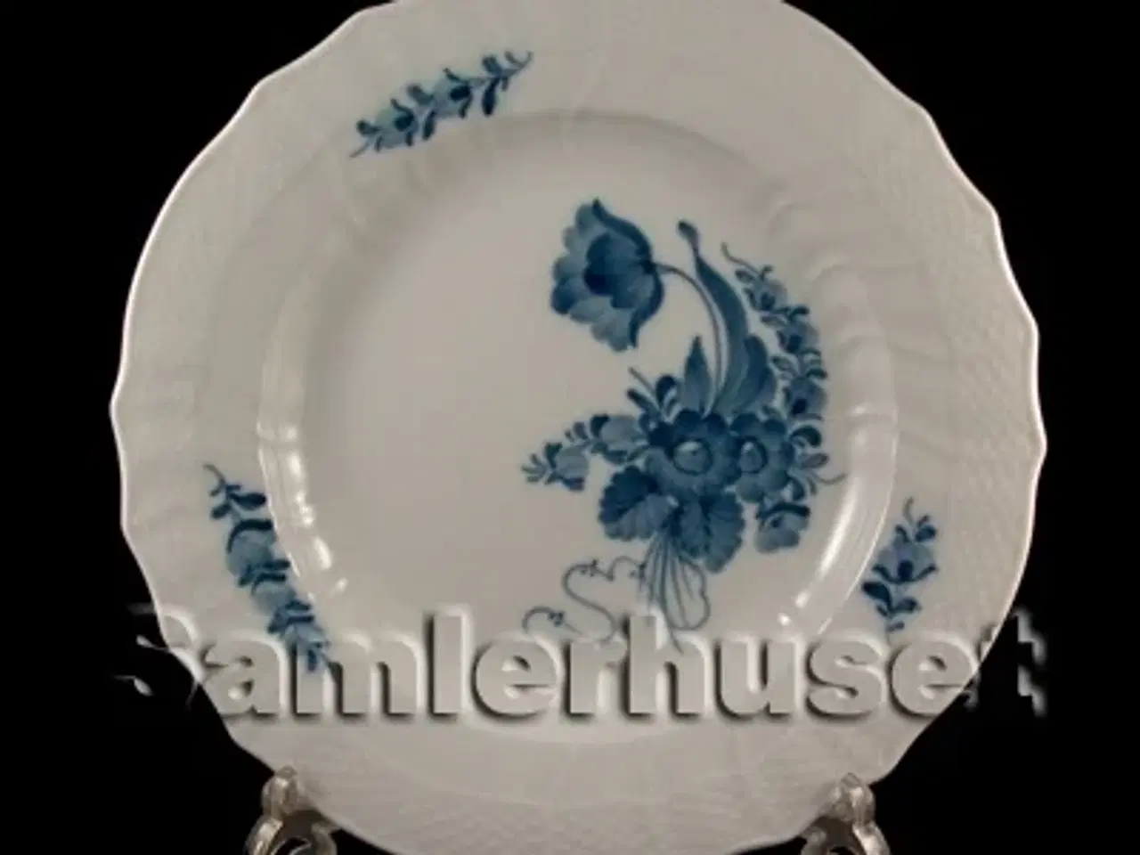 Billede 1 - Blå Blomst Svejfet Fad rundt 32 cm.