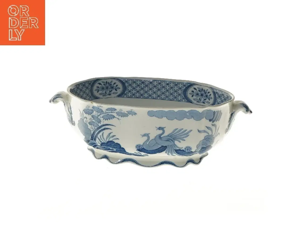 Billede 1 - Porcelæn serveringsskål med blåt mønster (str. 19,5x29 cm)