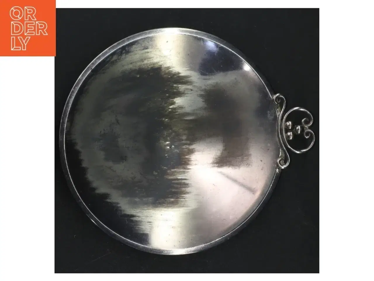 Billede 4 - Sølvfarvet bakke med lysmanchet (str. Ø 16 cm)