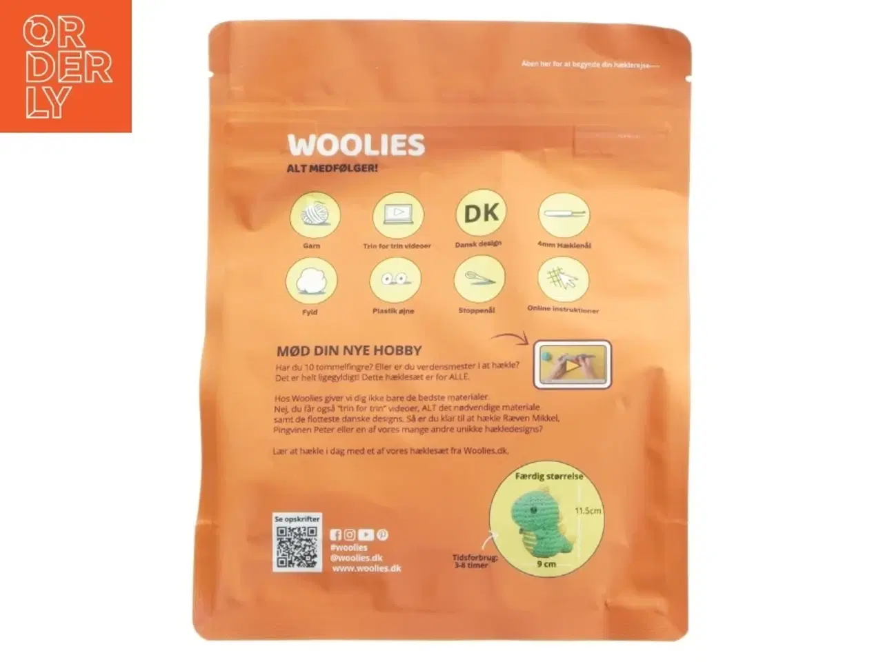 Billede 2 - Hæklekit Dinosauren Dennis fra Woolies (str. 11,5x9 cm)