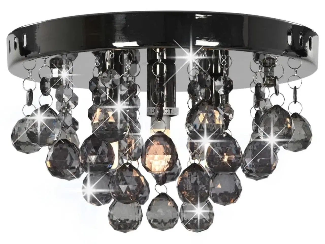 Billede 4 - Loftlampe med røgfarvede perler rund G9 sort