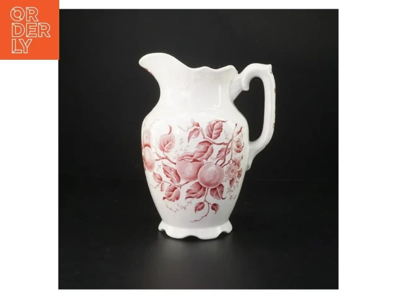 Billede 1 - Stor fajancekande med rødt blomstermønster fra Agate (str. 23 cm)