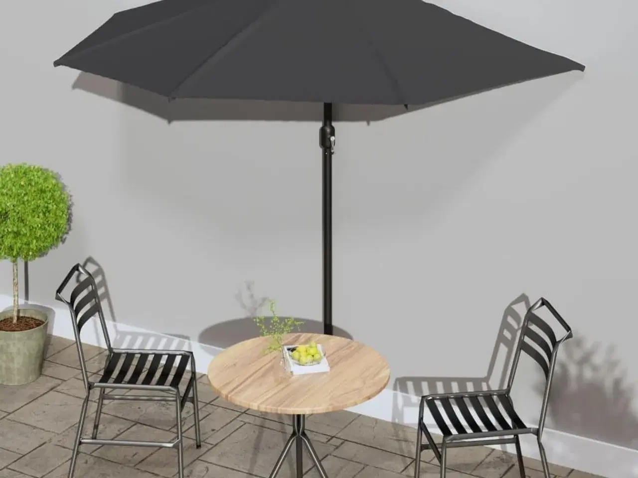 Billede 1 - Balkonparasol med aluminumsstang antracitgrå 270 x 144 cm halv