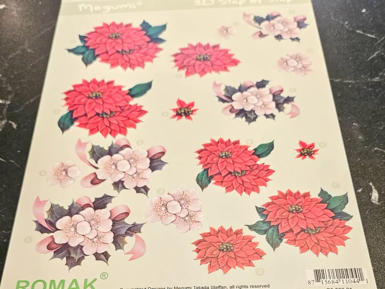 Billede 6 - 9 stk. 3D Klippeark med flotte blomster