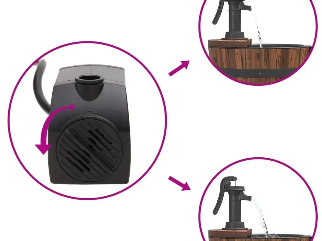 Billede 6 - Fontæne med pumpe 60x60x94 cm massivt fyrretræ