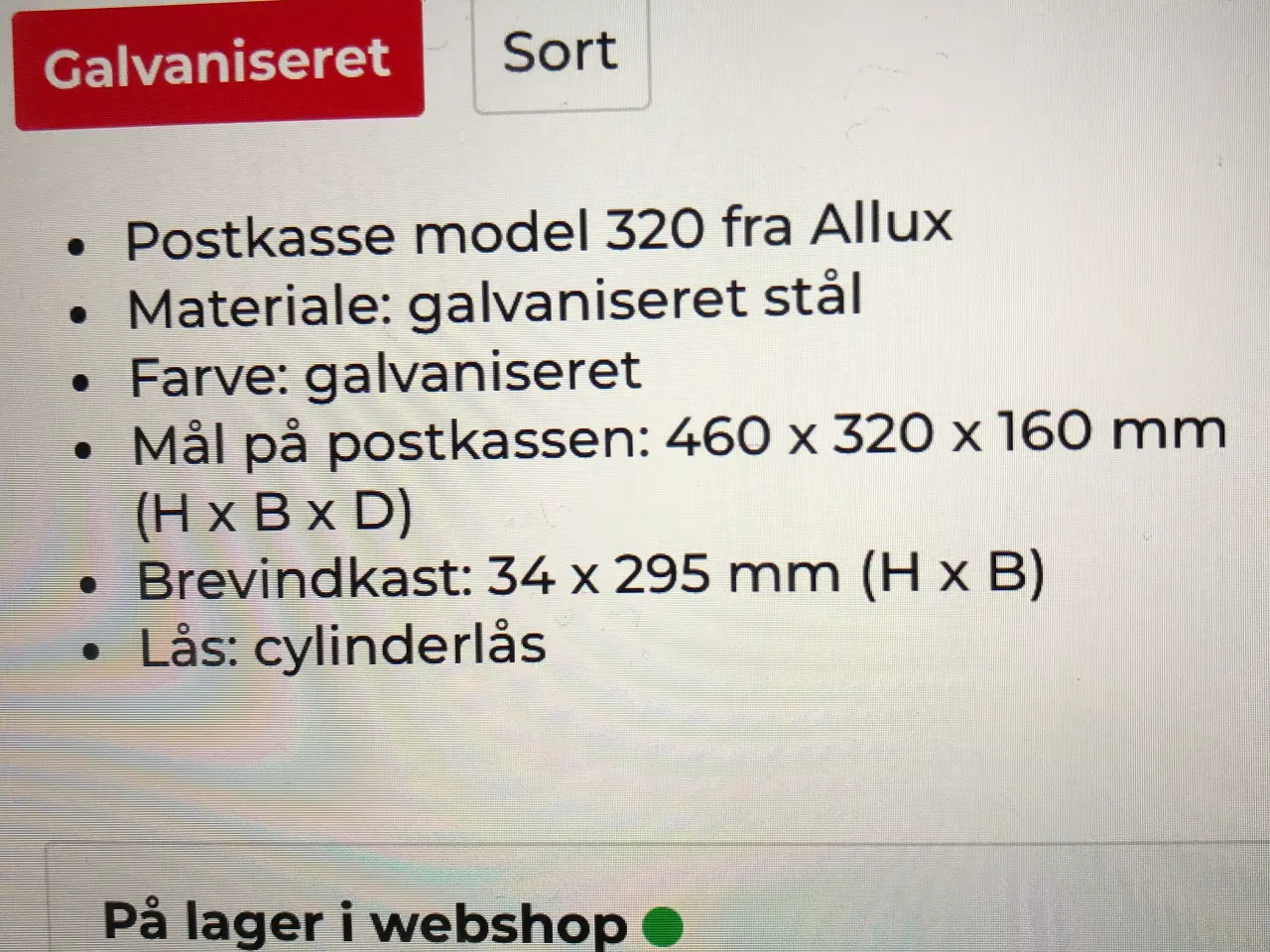 Billede 4 - Postkasse Allux 320G - NY