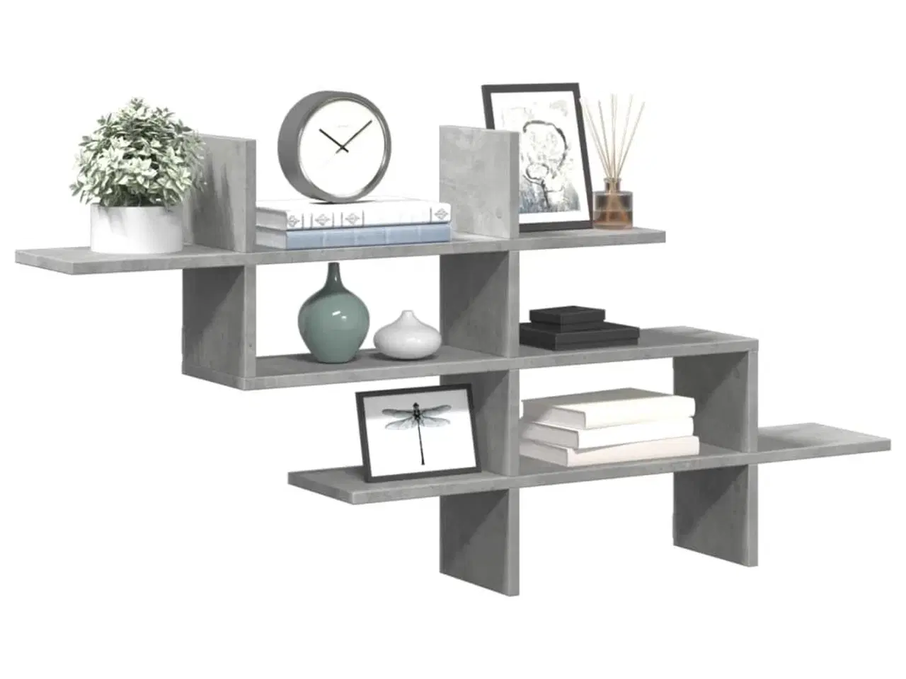 Billede 1 - Væghylde 124,5x18x60,5 cm konstrueret træ betongrå