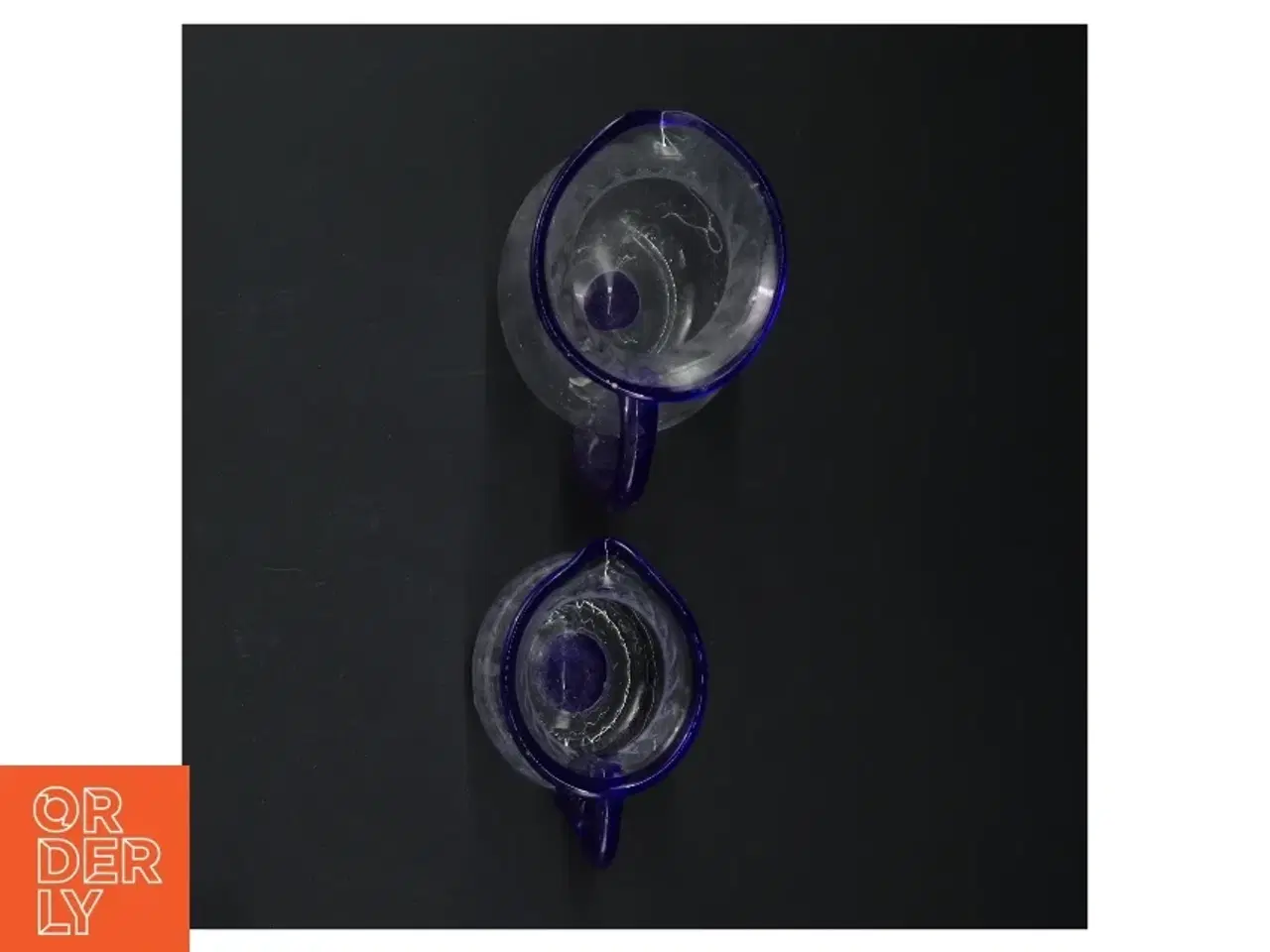 Billede 6 - To glas kander med blå kant fra Guidlum (str. 11 cm. og 8 cm)
