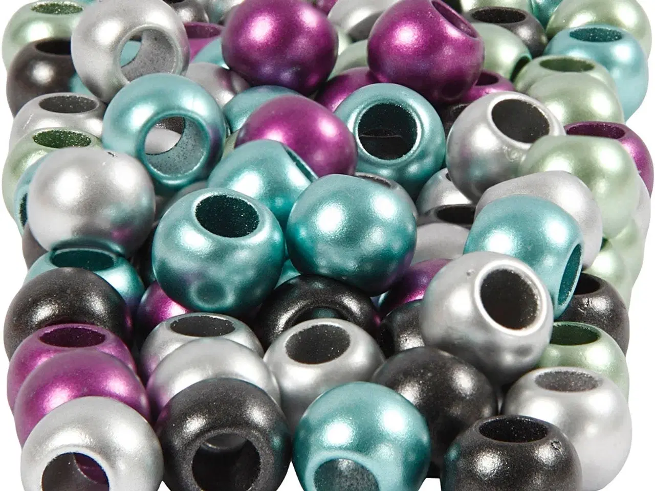 Billede 1 - Kongoperler 10 mm i metallicfarver - 60 g