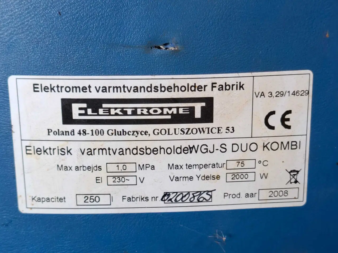 Billede 3 - Varmtvandsbeholder fra solfanger - 250L