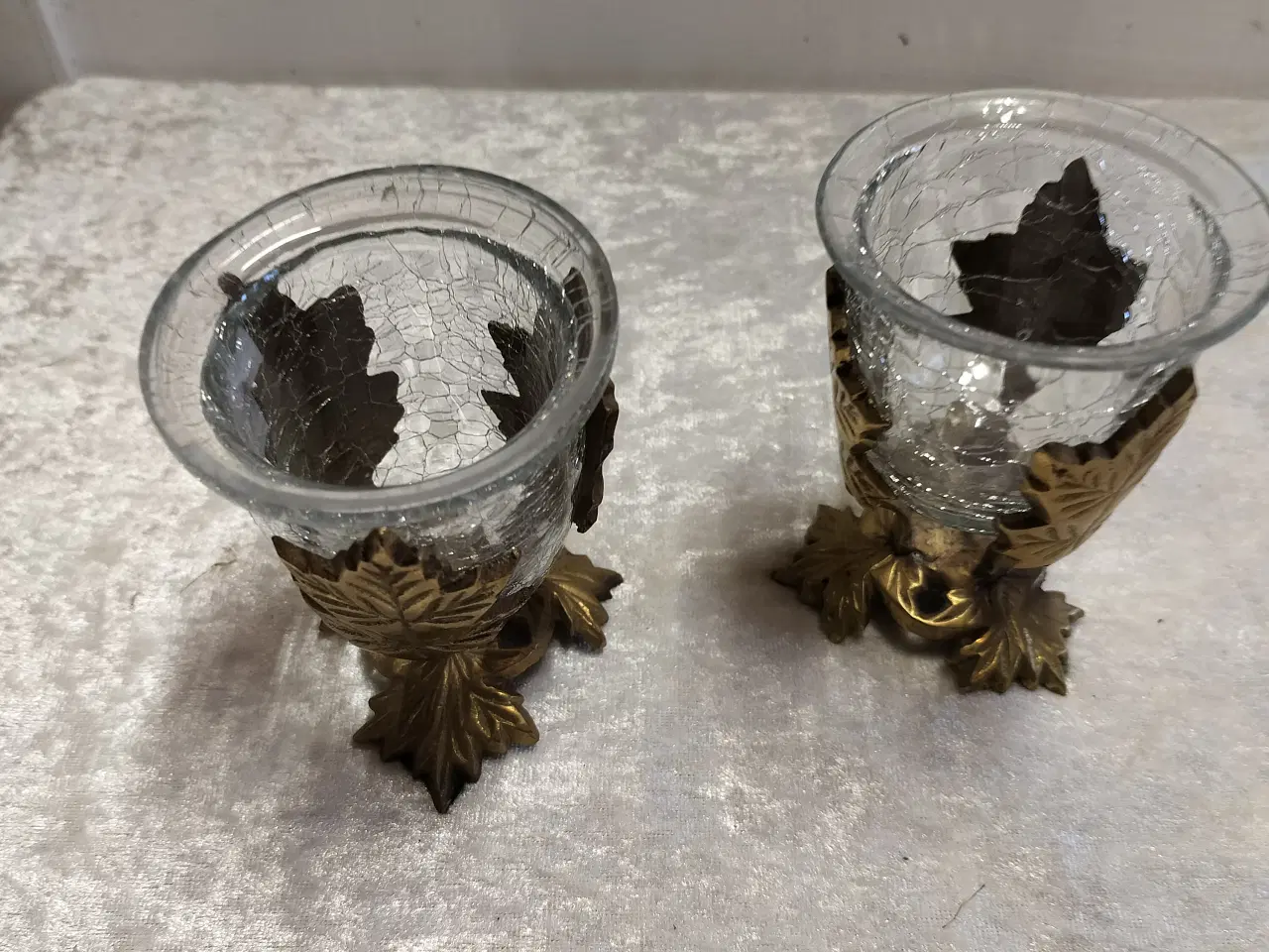 Billede 3 - 2 stk lysestager til fyrfadslys i messing med mele