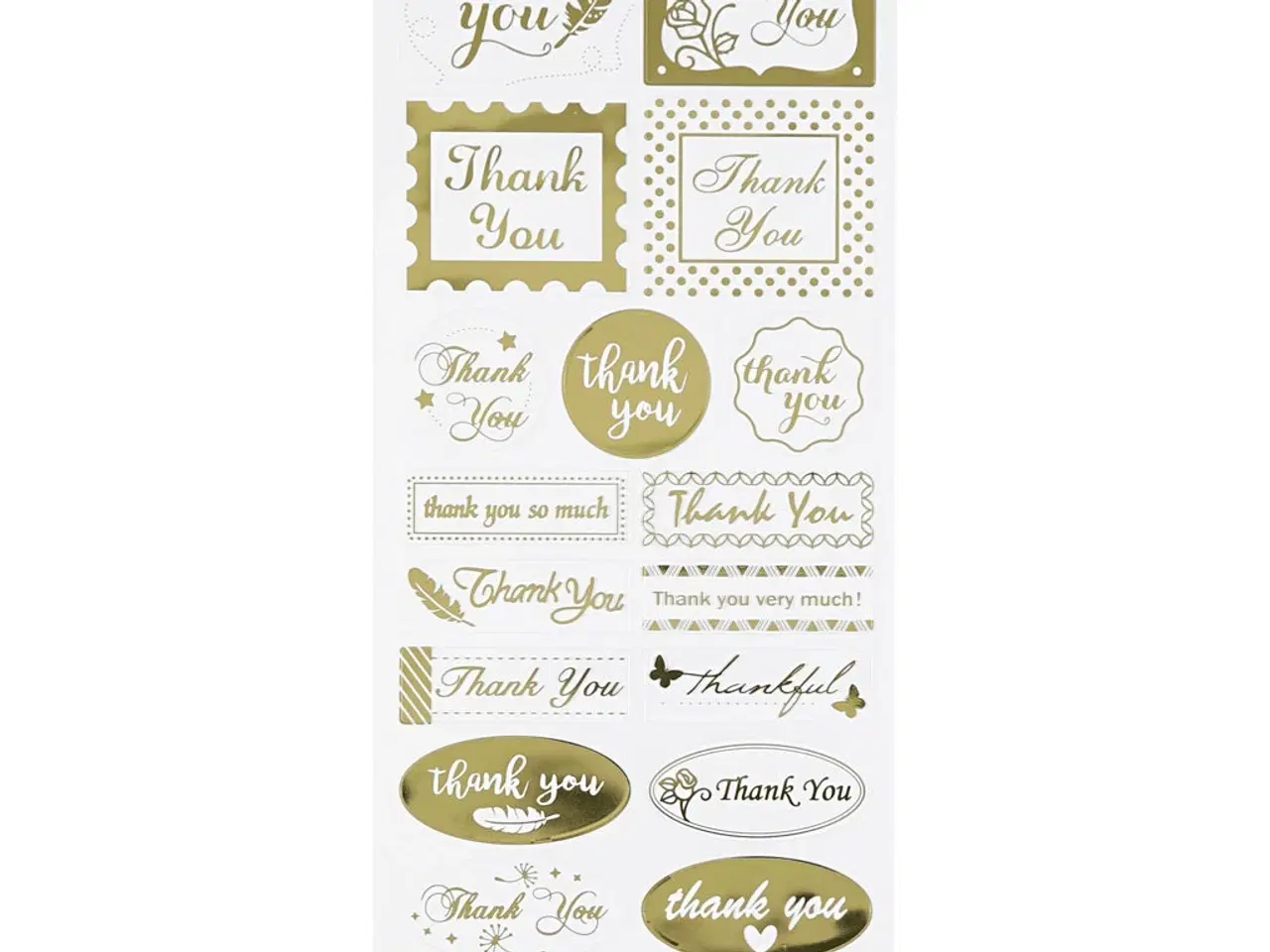 Billede 1 - Guldfolierede 'Thank You' stickers - 10x24 cm