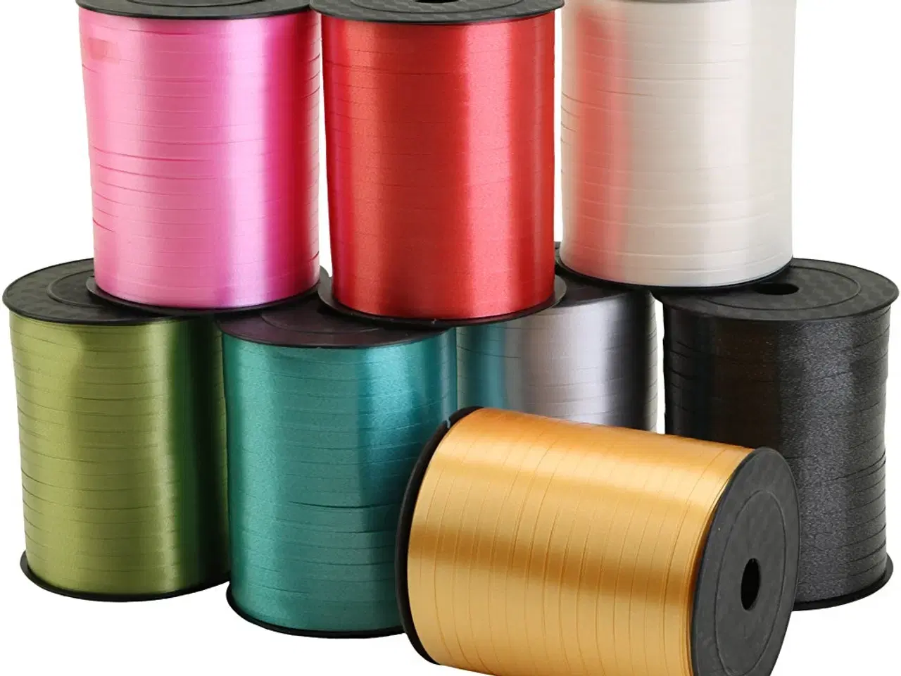 Billede 1 - Gavebånd 5 mm - Ass. Farver, 8 ruller á 400 m