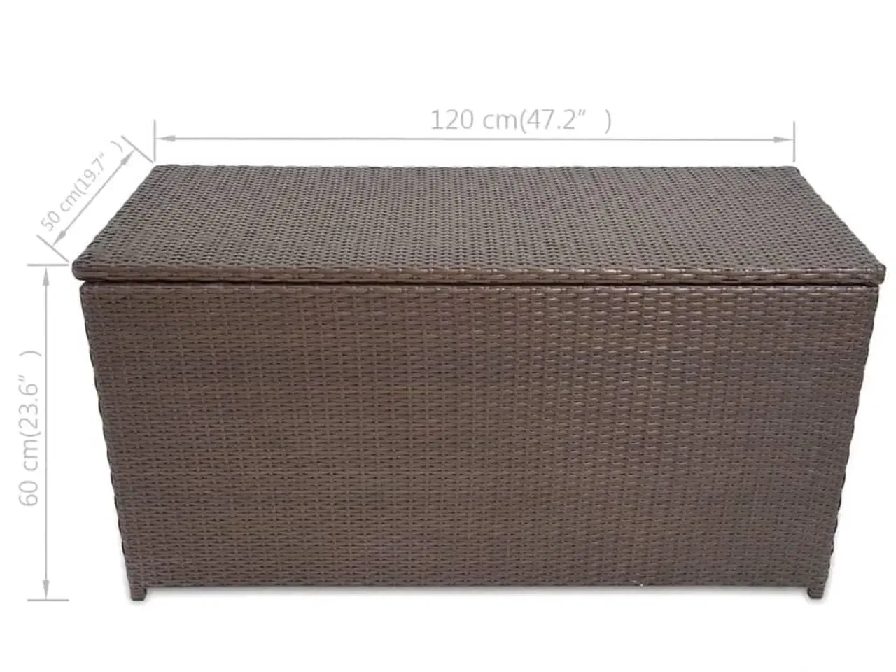 Billede 5 - Udendørs opbevaringkasse brun 120x50x60 cm polyrattan