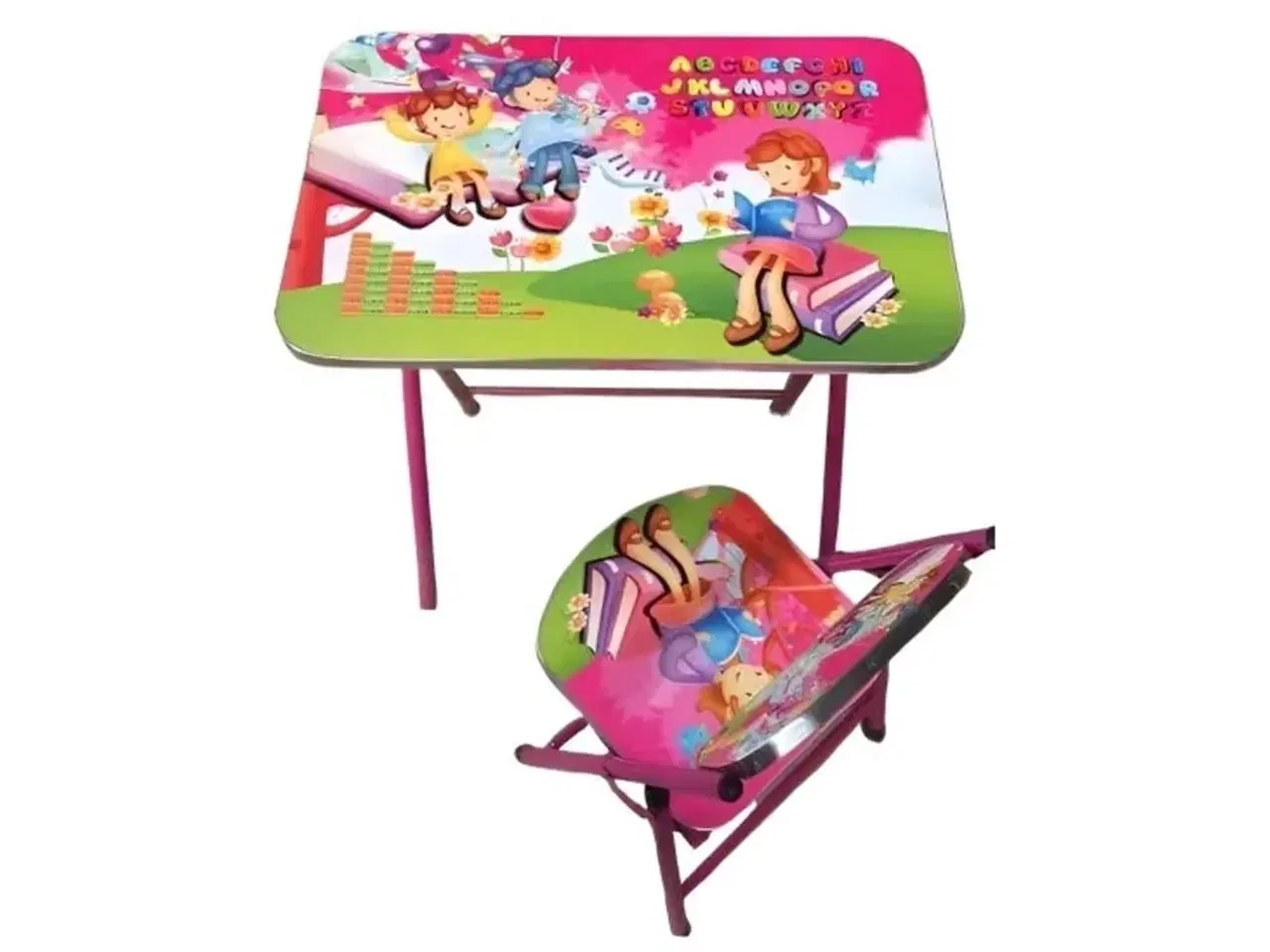 Billede 1 - Børnebordssæt i pink farve.