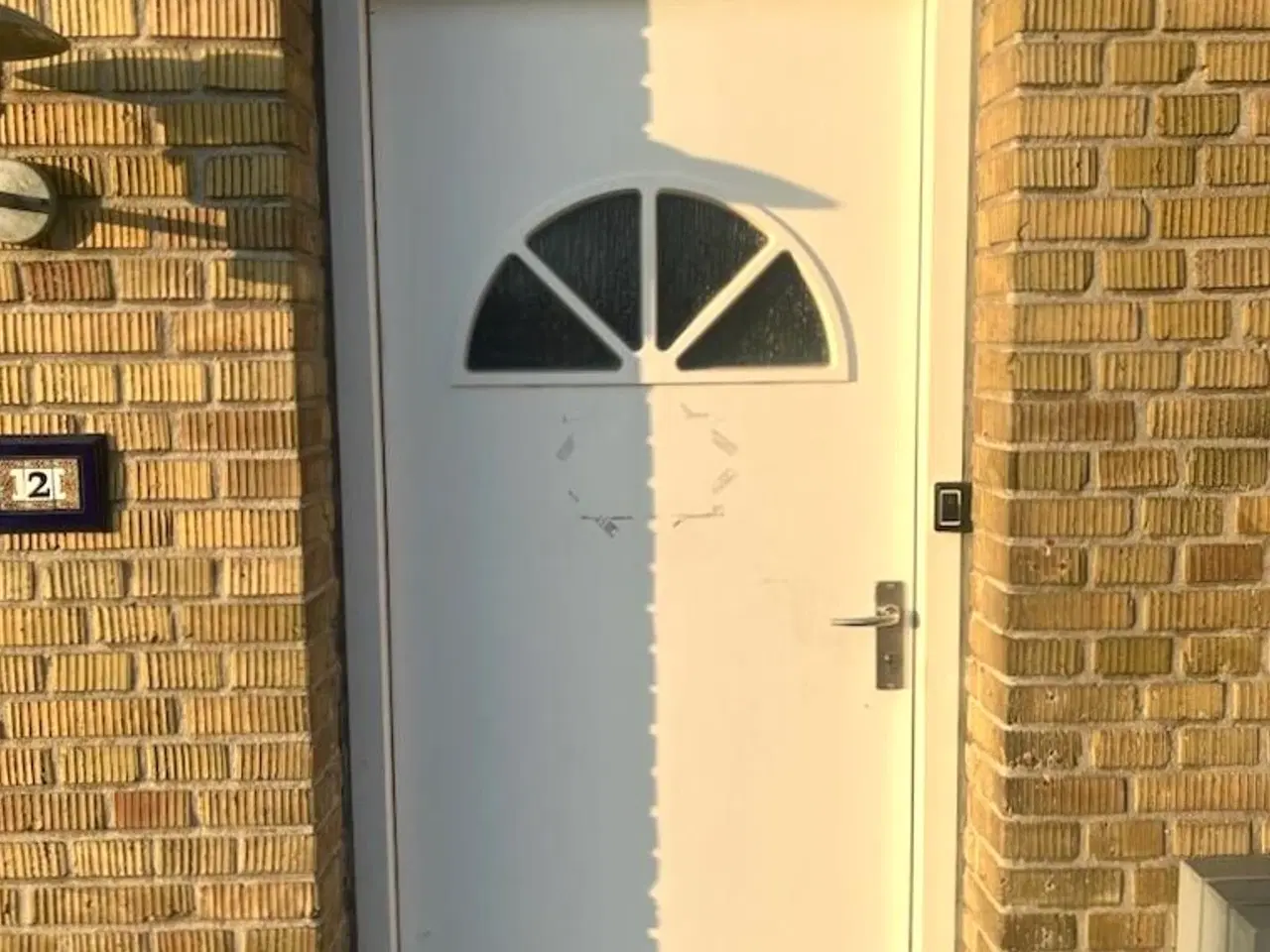 Billede 2 - Hoveddør med kattelem og 2 glaspartier foroven. 
