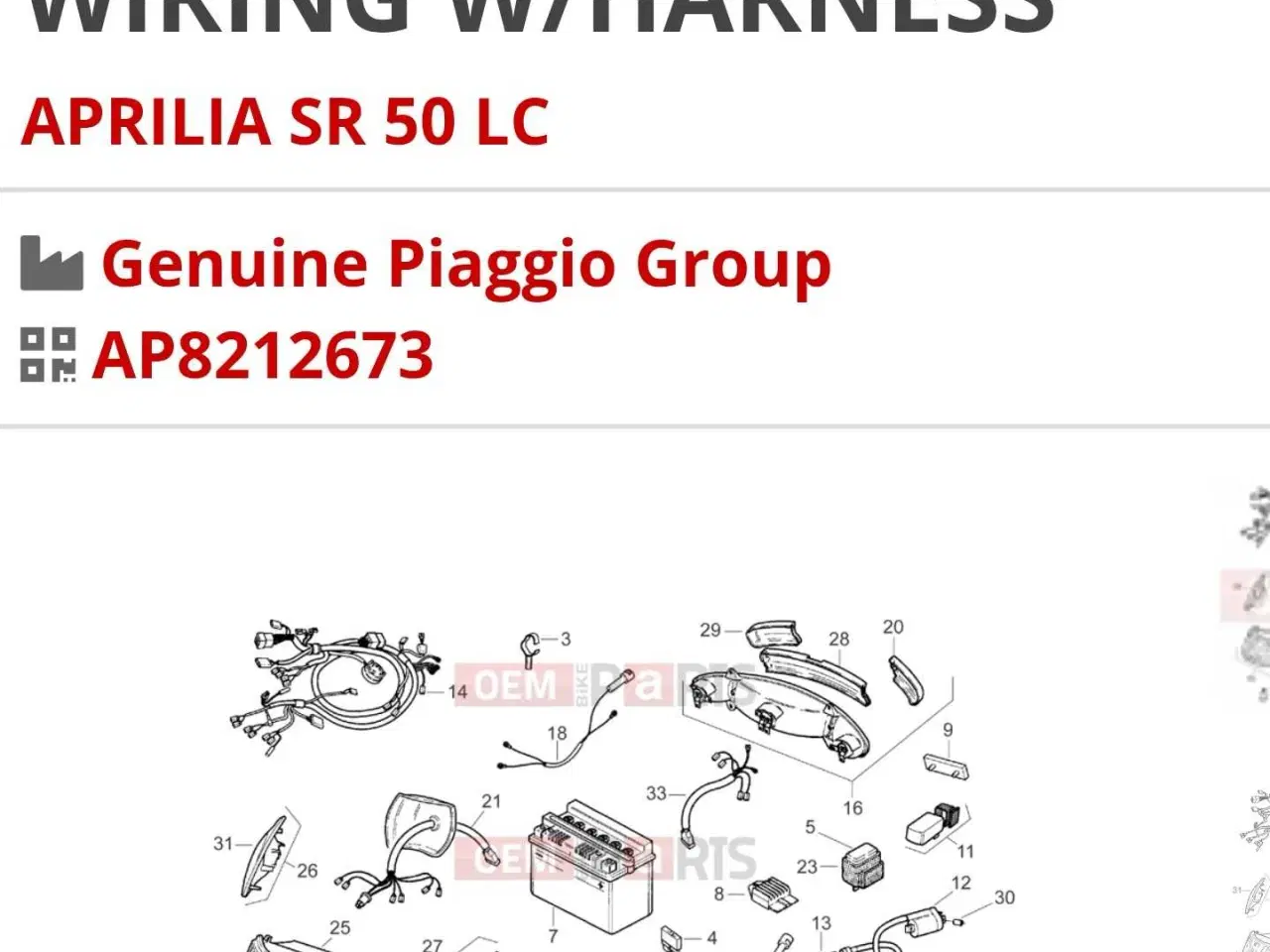 Billede 7 - Aprilia SR 50. Nyt Ledningsnet Til Forlygte