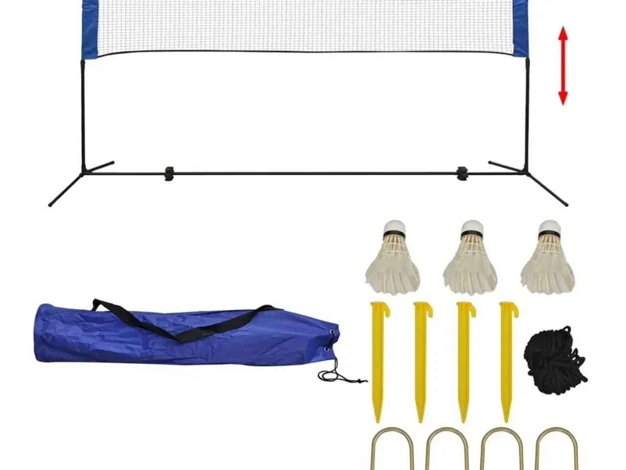 Billede 1 - Badmintonsæt med net og fjerbolde 300 x 155 cm