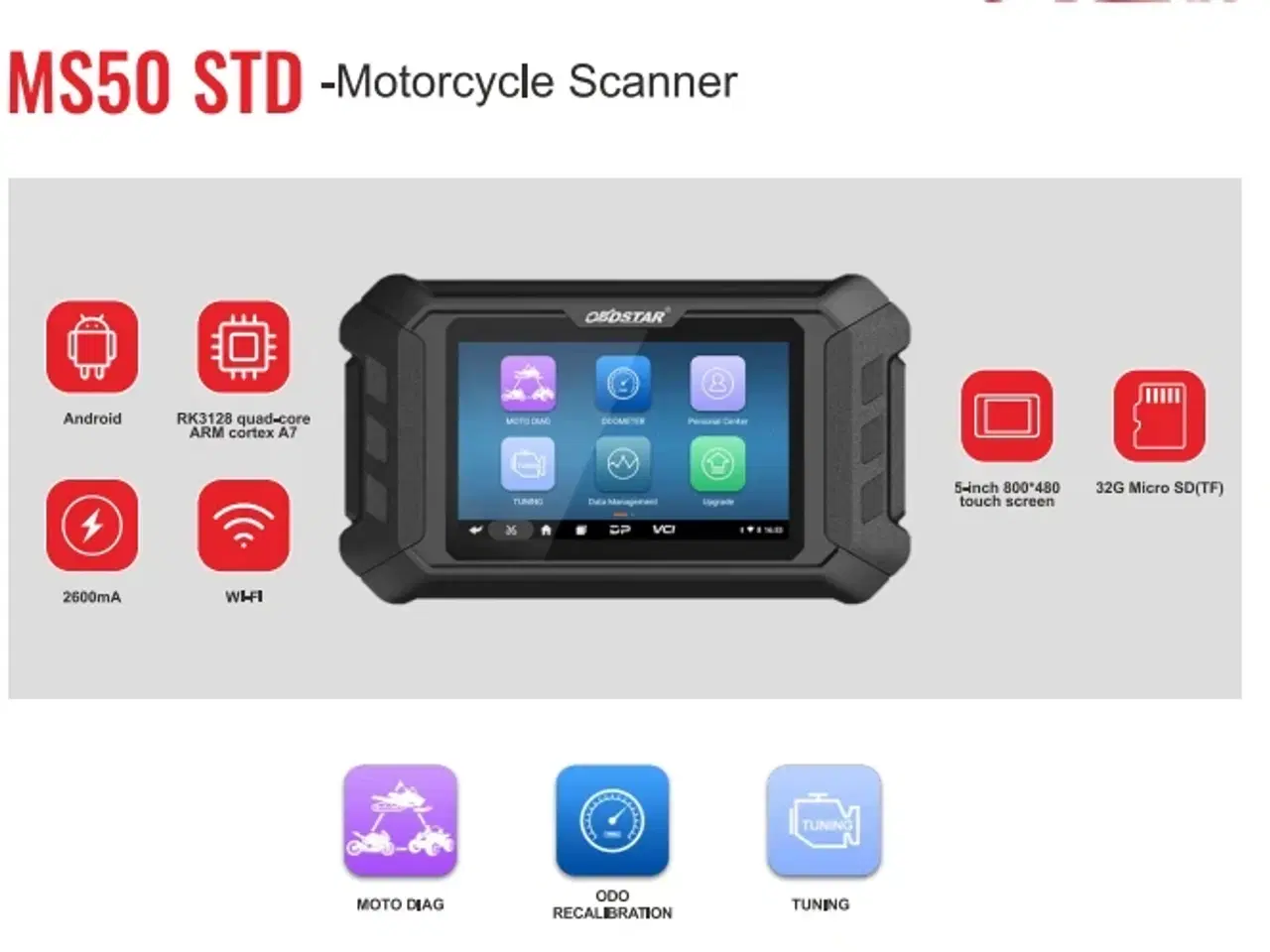 Billede 7 - MS50 STD multimærke scanner til Motorcykler Scooter Vand Scooter & Sne Scooter med stort tilbehørs program