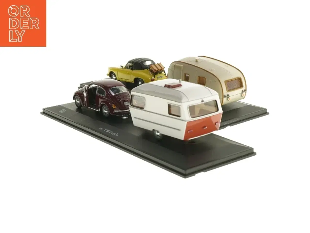 Billede 2 - Modelbiler med campingvogne (str. 26,5x9 cm)