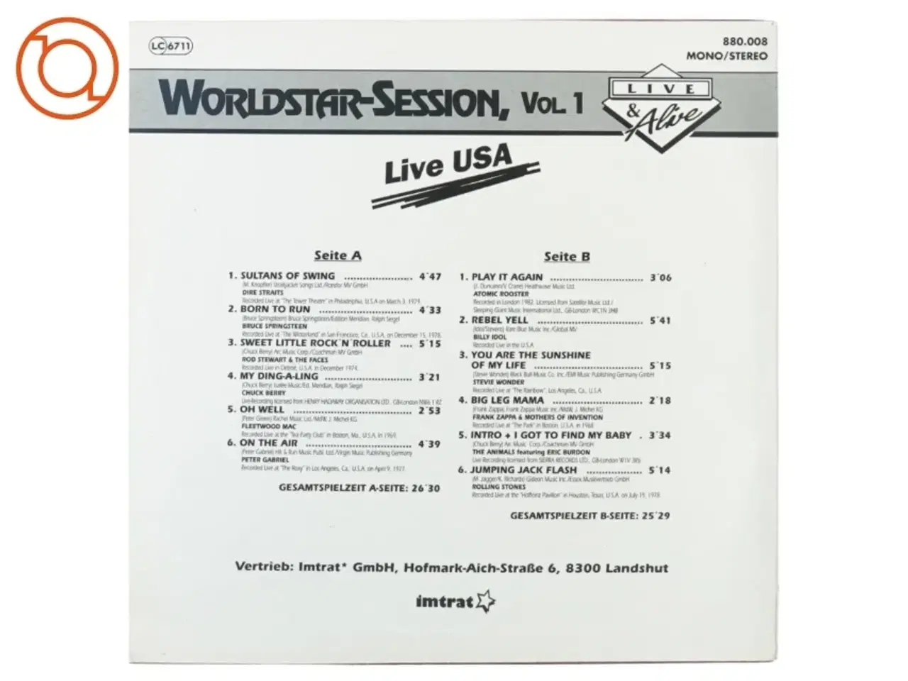 Billede 2 - Lp plade worldstar session vol 1 fra Imtrat (str. 31 x 31 cm)