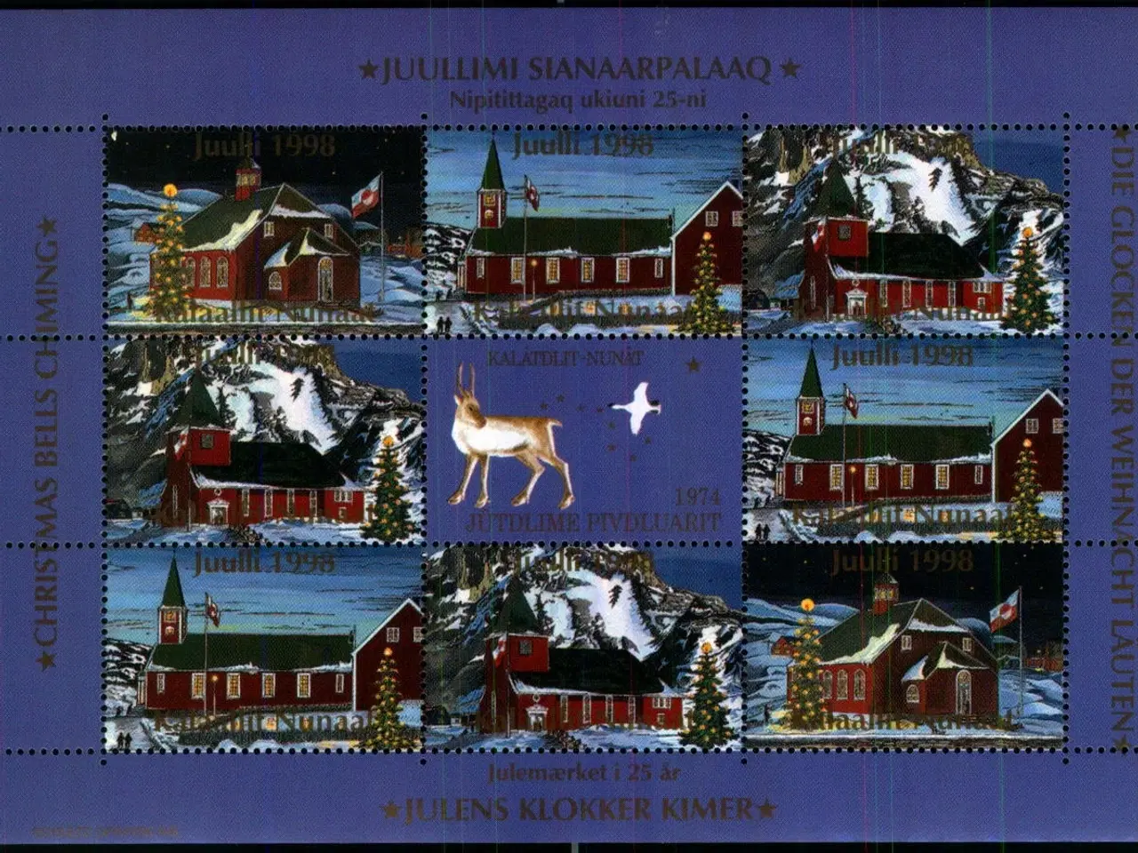 Billede 1 - Grønland Miniark Jul 1998 - Takket til begge sider