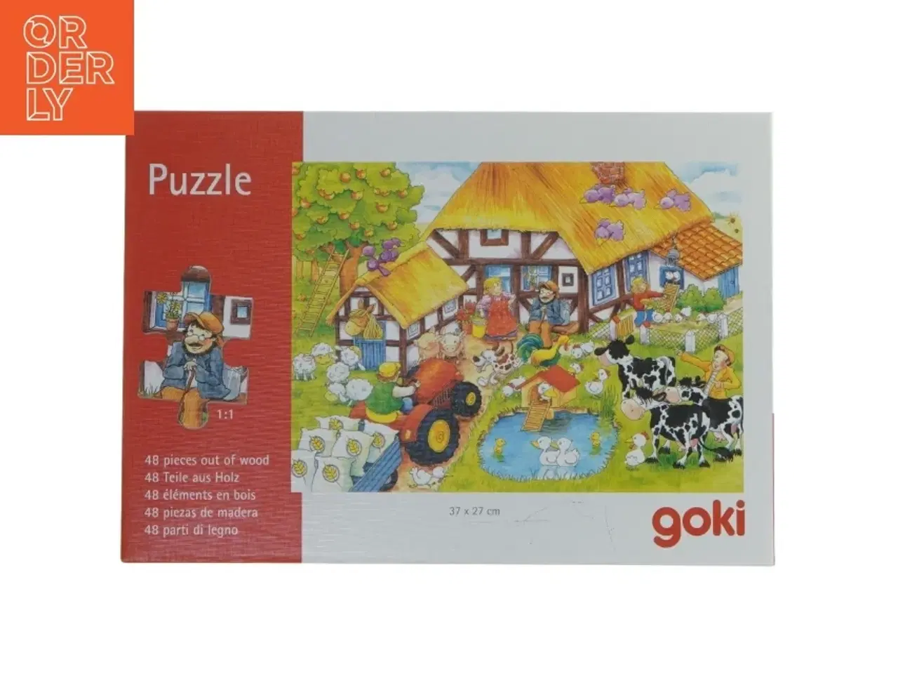 Billede 1 - Træpuslespil med bondegårdsmotiv fra Goki (str. 37. x. 27 cm. 48 brikker)