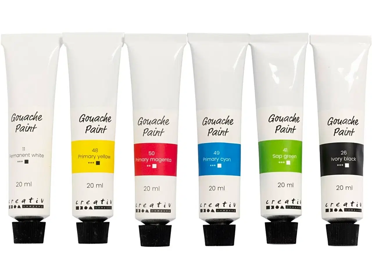 Billede 1 - Gouache Maling, standardfarver, 6x20 ml/ 1 pk.