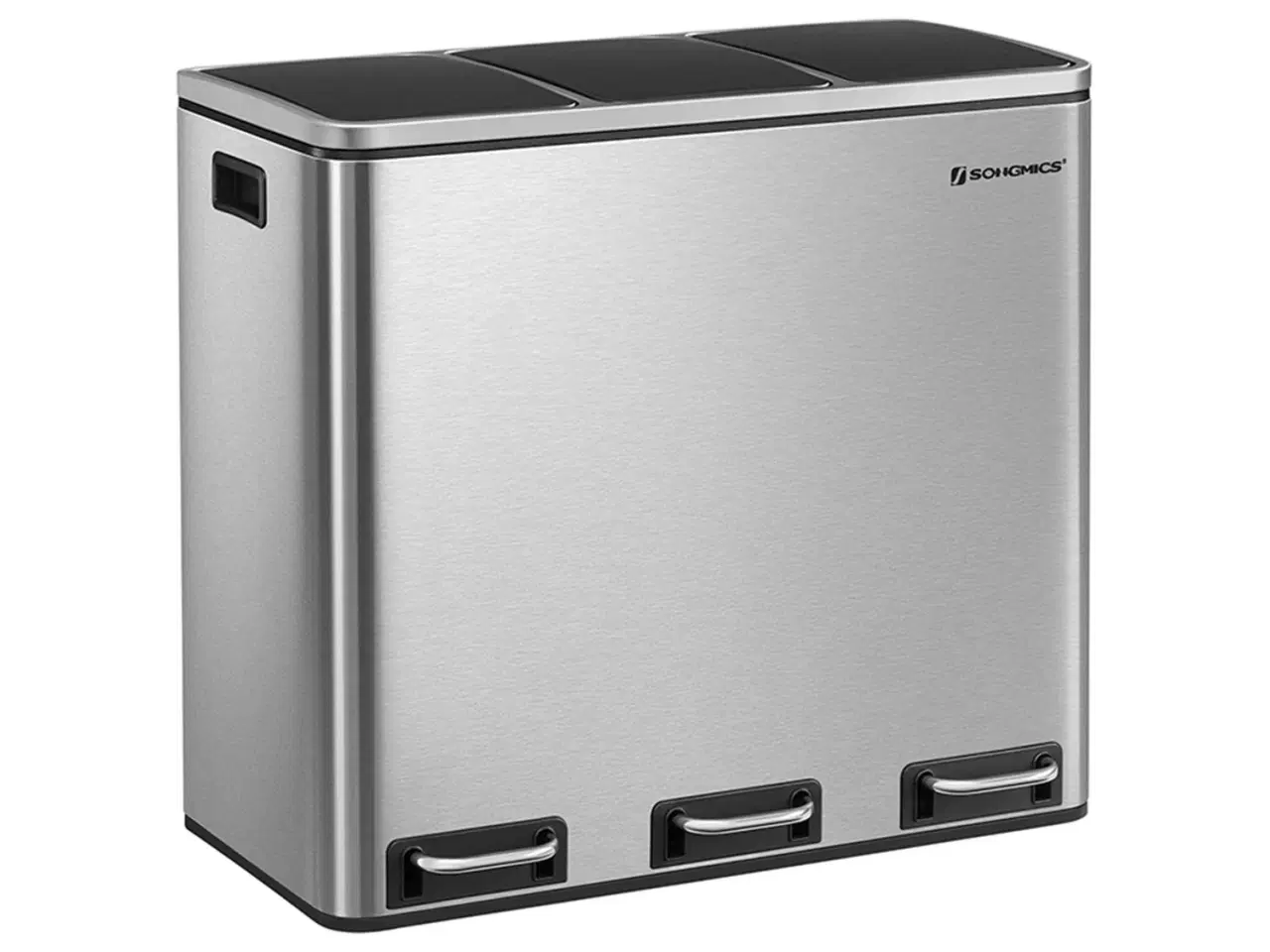 Billede 1 - Skraldespand med pedal 3-rums 3 x 18 l – SONGMICS, sølv/sort