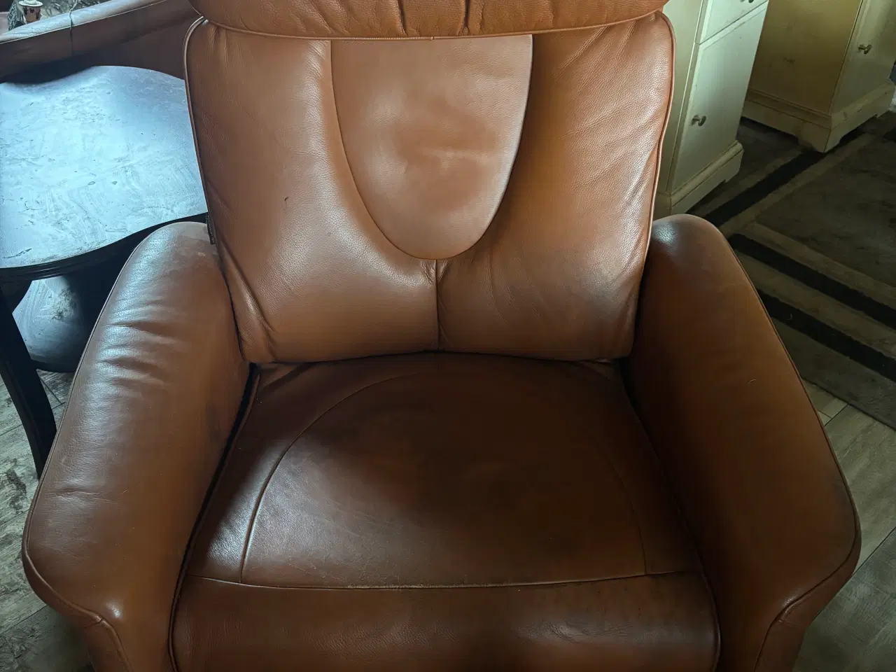 Billede 3 - Læder lænestol med vippefunktion sælges
