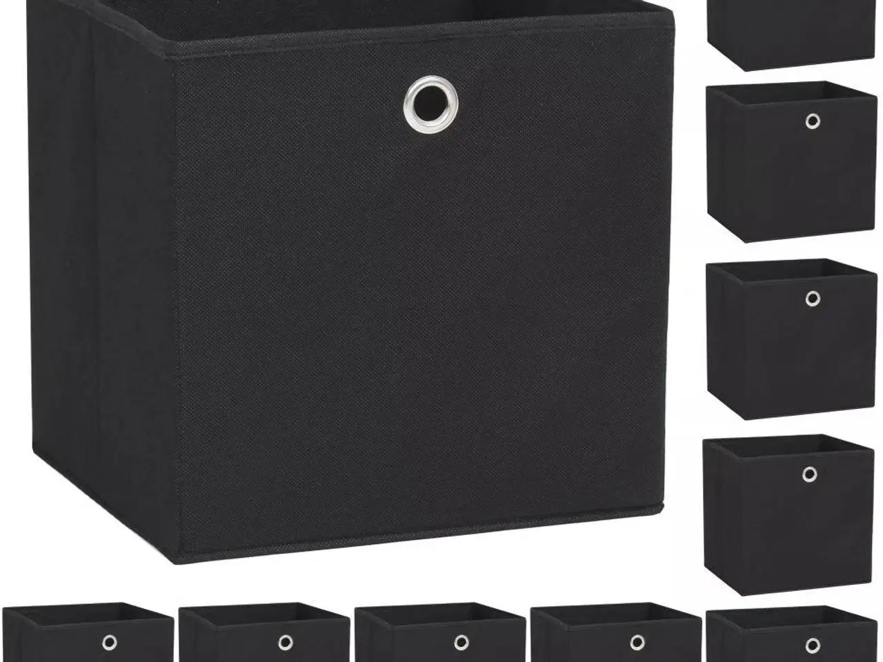 Billede 1 - Opbevaringskasser 10 stk. ikke-vævet stof 32x32x32 cm sort