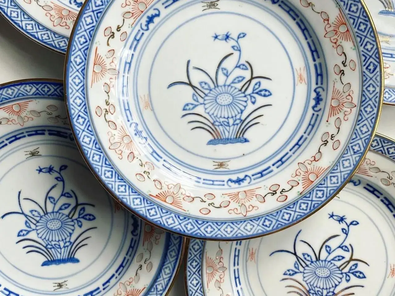 Billede 2 - Kinesiske kagetallerkner, NB, 7 stk samlet