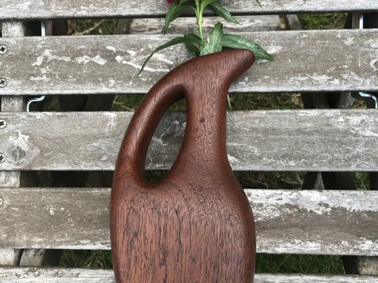 Billede 1 - Vase i teak træ – 19 cm høj