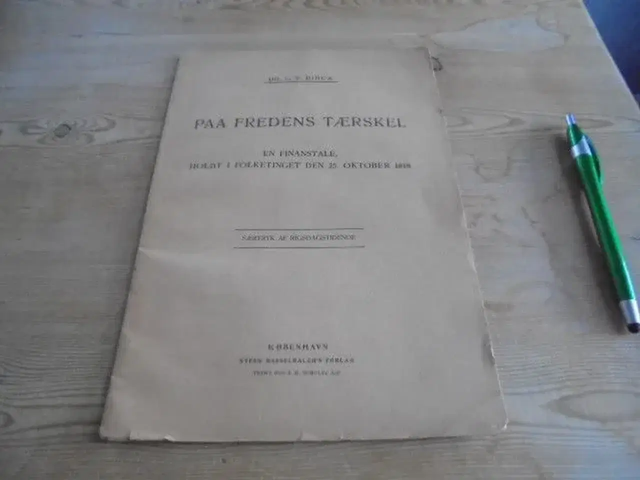 Billede 1 - På fredens tærskel - finanstale fra 1918 