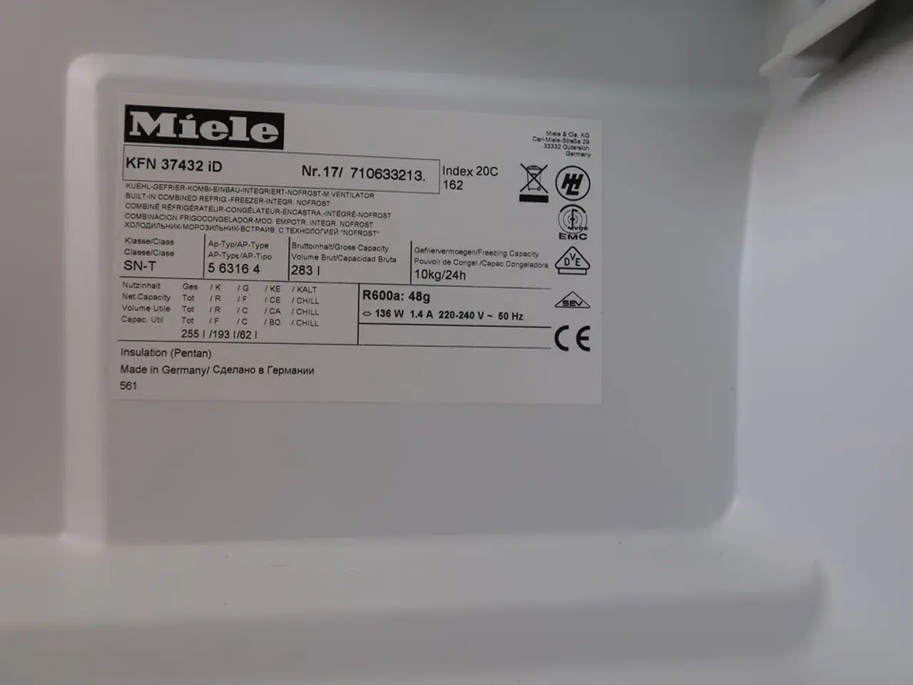 Billede 5 - Miele KFN 37432 iD integrerbart køle-fryseskab