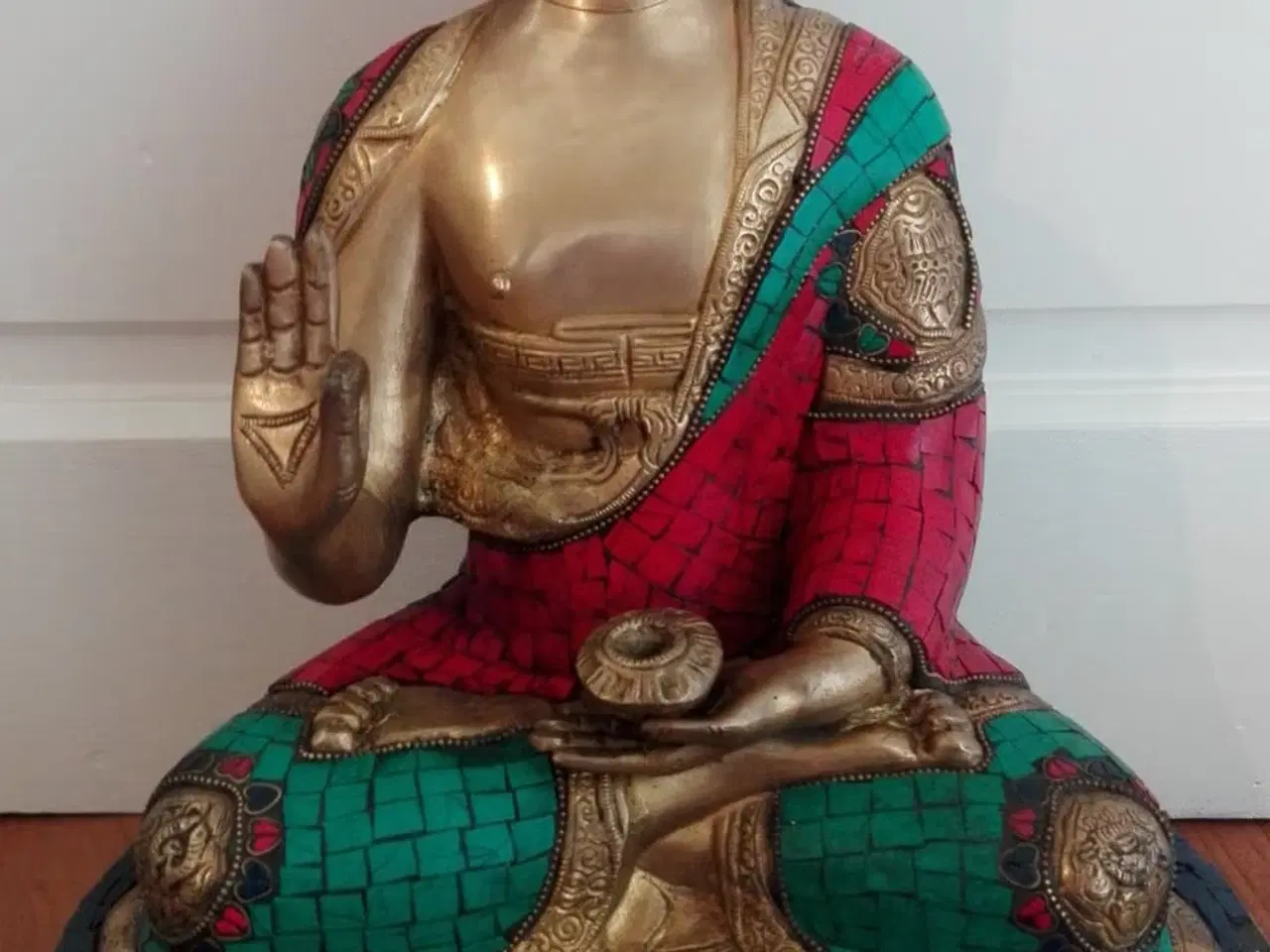 Billede 1 - Stor bronze-Buddha fra Nepal, slut 20. årh.