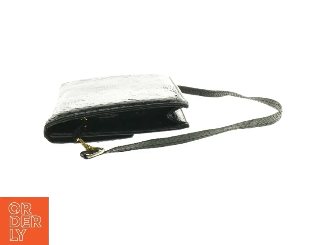 Billede 3 - Sort slangeskindstaske/clutch (str. 25 x 16,5 cm)