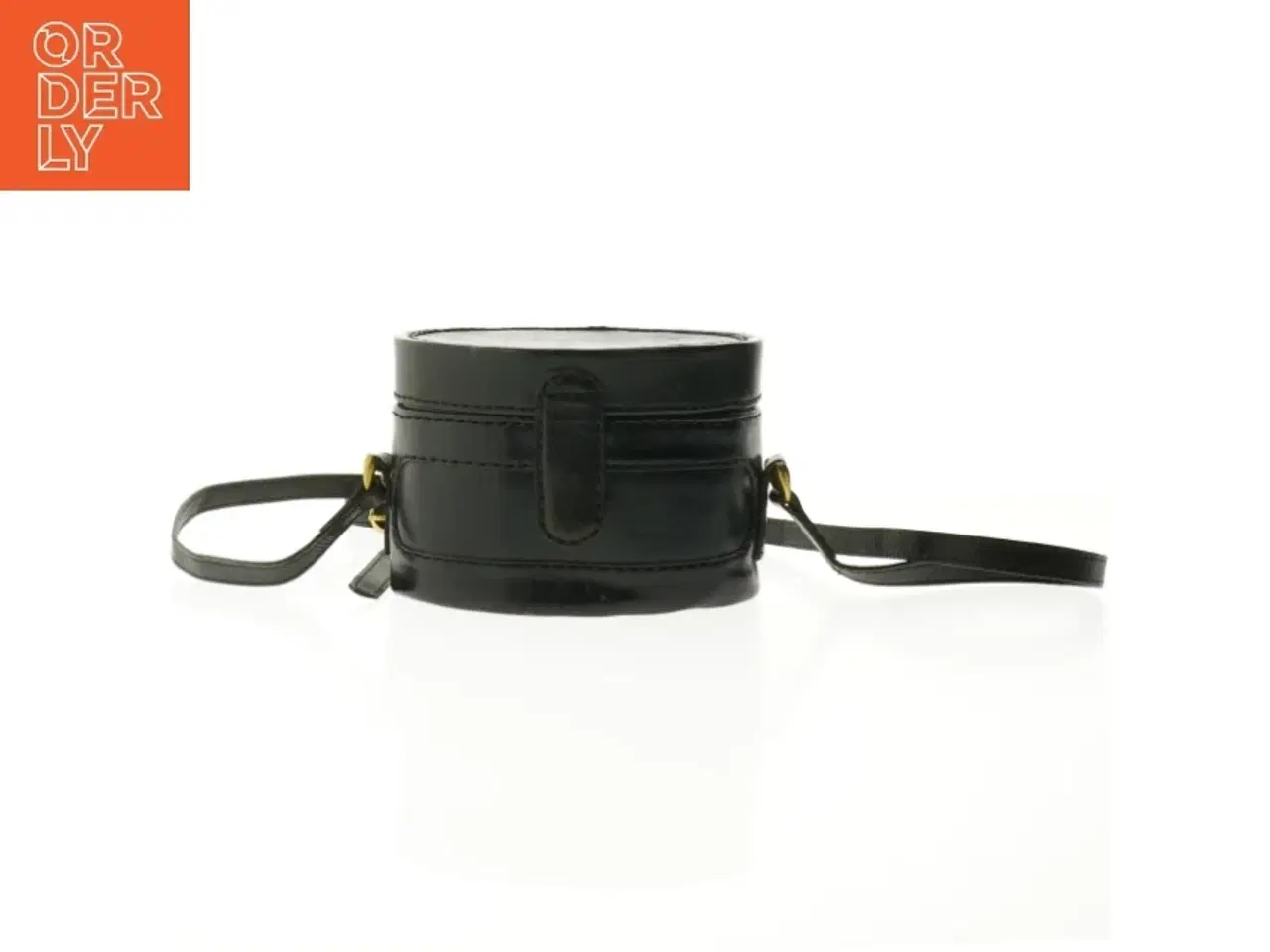 Billede 1 - Rund læderkikkerttaske med rem fra Lealher Bags (str. 17x12 cm)