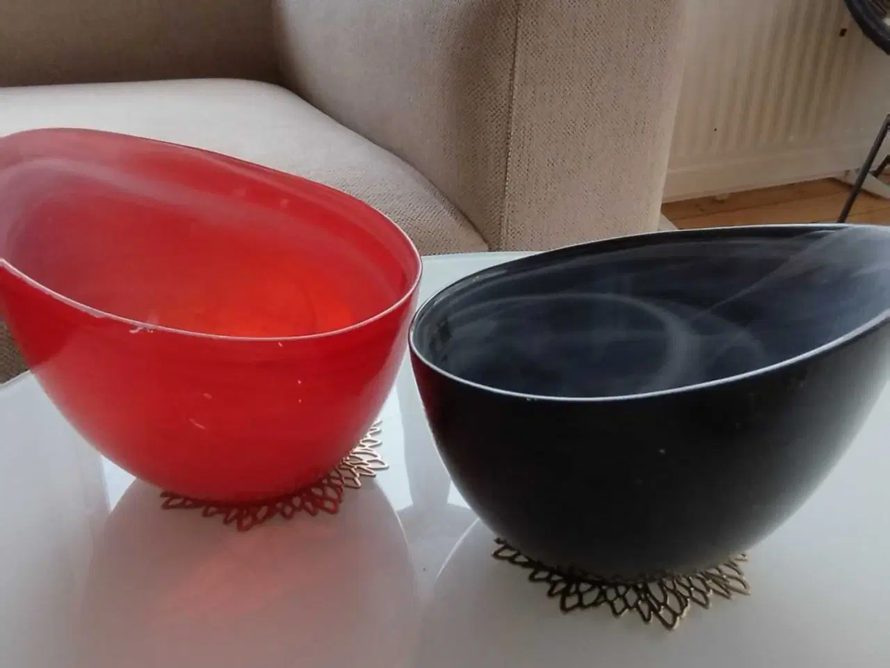 Billede 1 - 2 stk. Dekorative glas skåle fra SEA glasbruk