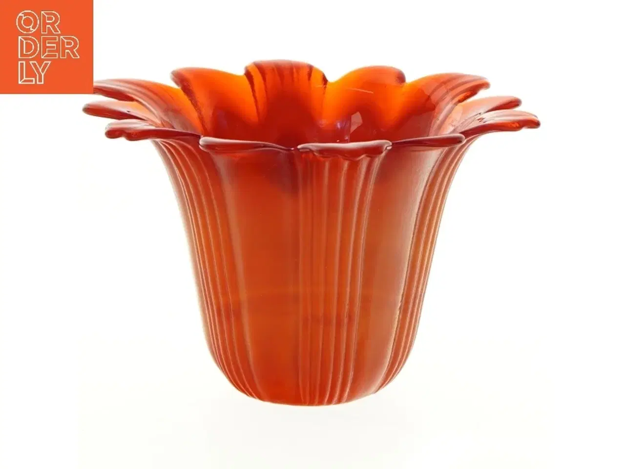 Billede 1 - Gennemsigtig orange solsikkevase (str. 11 x 17 cm)