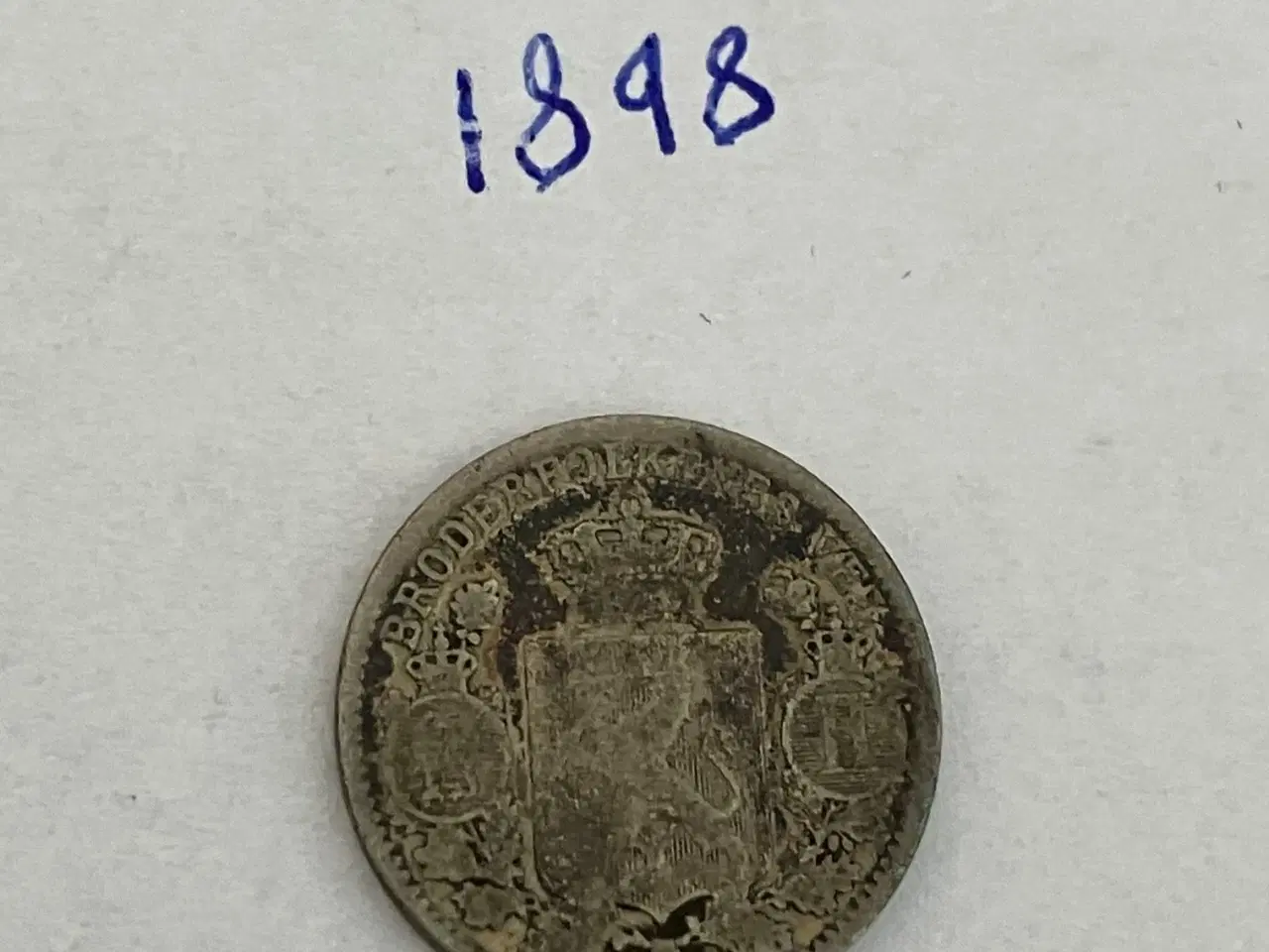 Billede 2 - 25 Øre 1898 Norge - Meget dårlig stand
