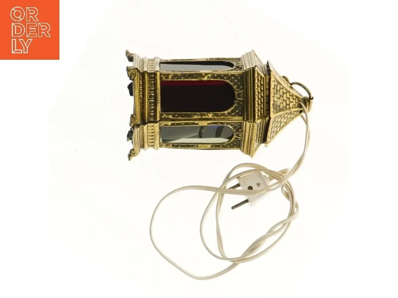 Billede 3 - Dekorativ lanterne lampe med farvet glas (str. 18 cm)