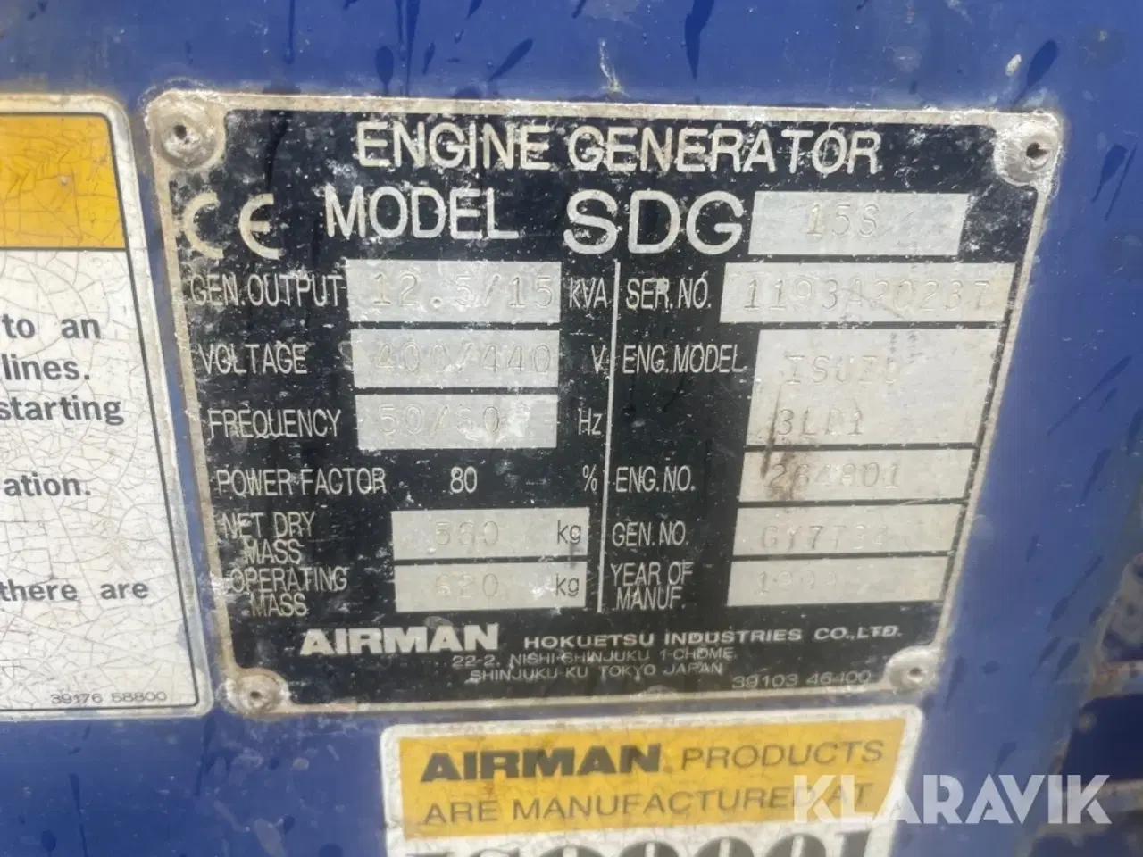 Billede 11 - Generator Airman SDG15S