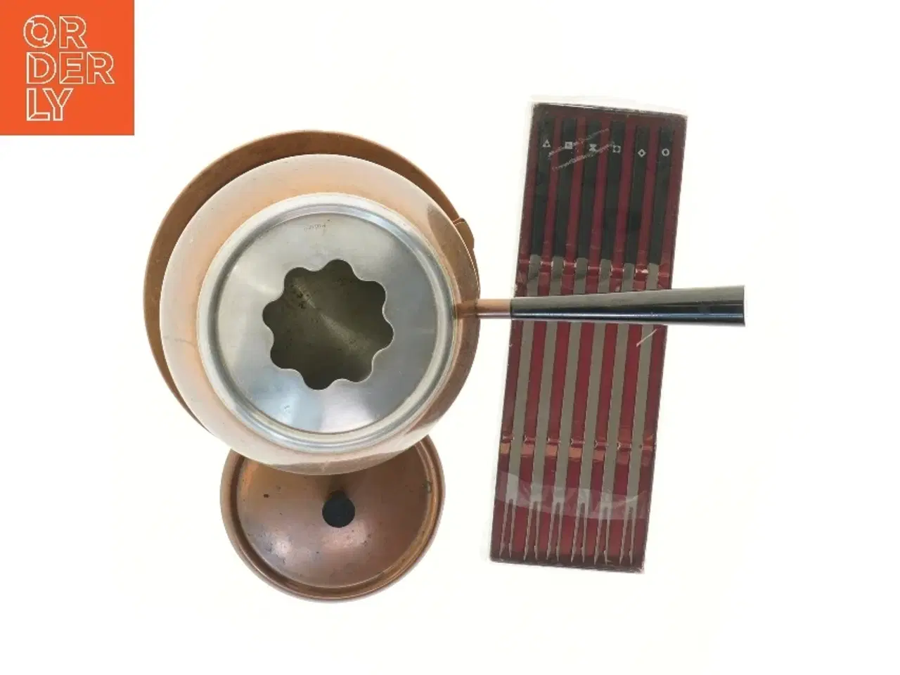 Billede 3 - Fondue sæt med kobbergryde + 6 gafler (str. 19 cm)