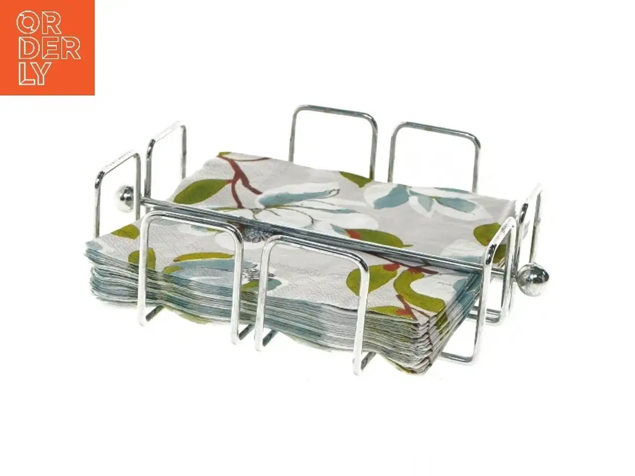 Billede 2 - Serviettholder i metal med servietter (str. 19x19x6 cm)