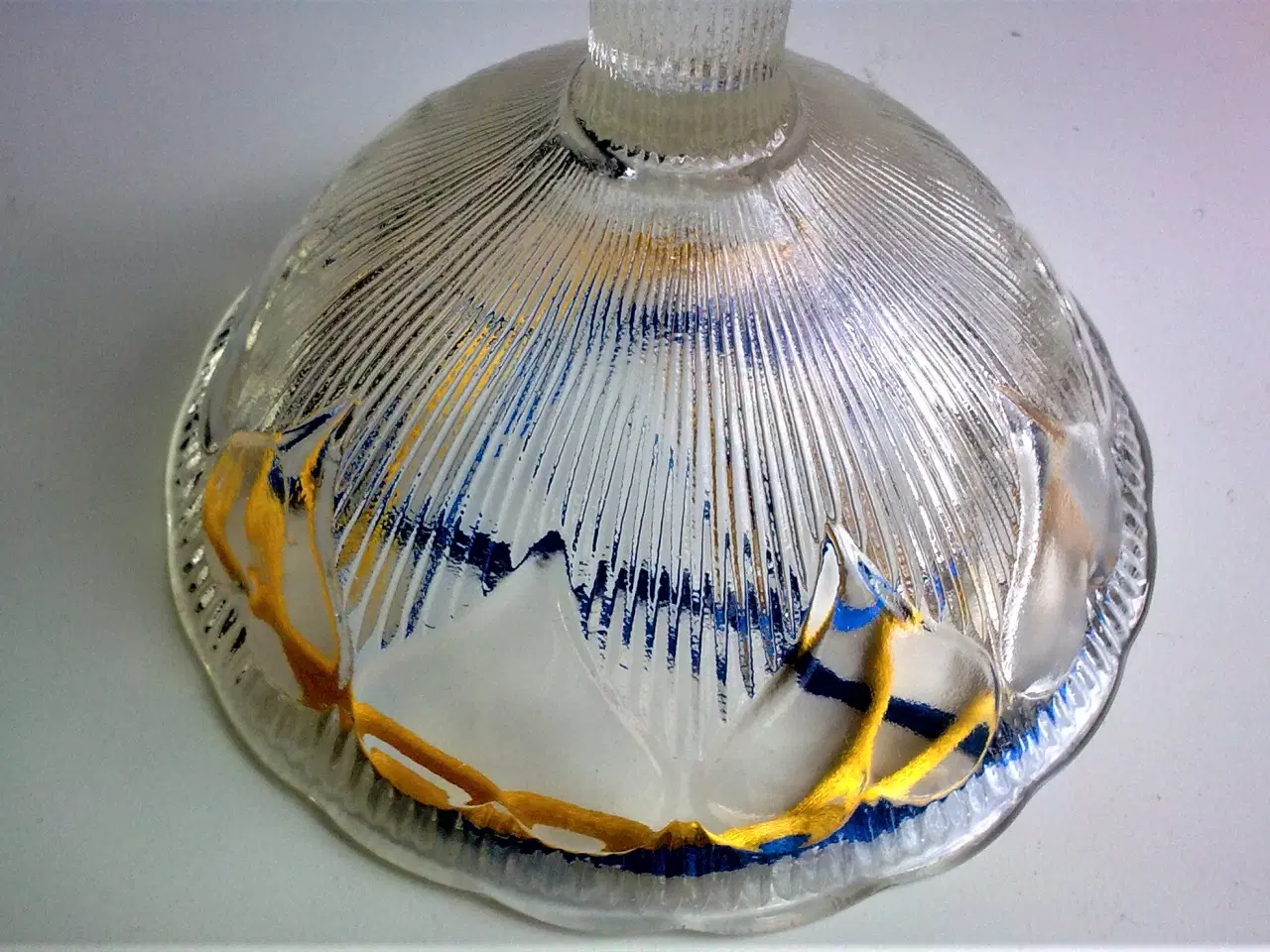 Billede 4 - Hjerte skål i glas på fod - Kornmark og himmelblå.