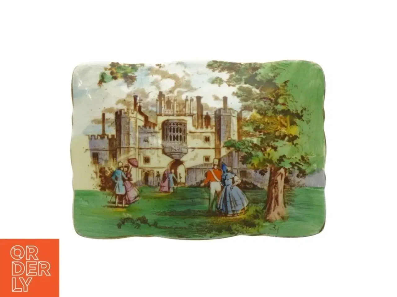 Billede 6 - Porcelænsæske med låg og landskabsmotiv fra Royal Winton (str. 13,5 x 9,5 x 4,5 cm)