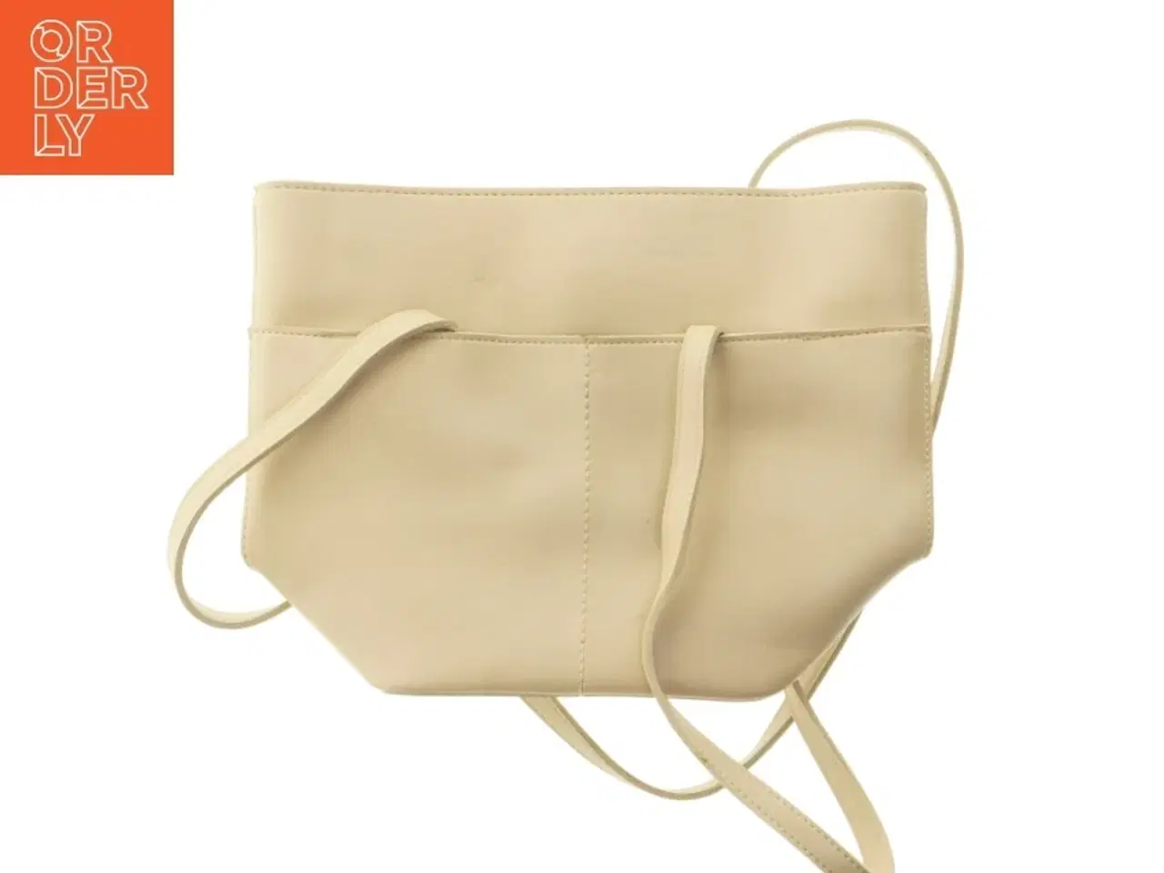 Billede 1 - Beige skuldertaske i læderlook (str. 33,5x24,5 cm)