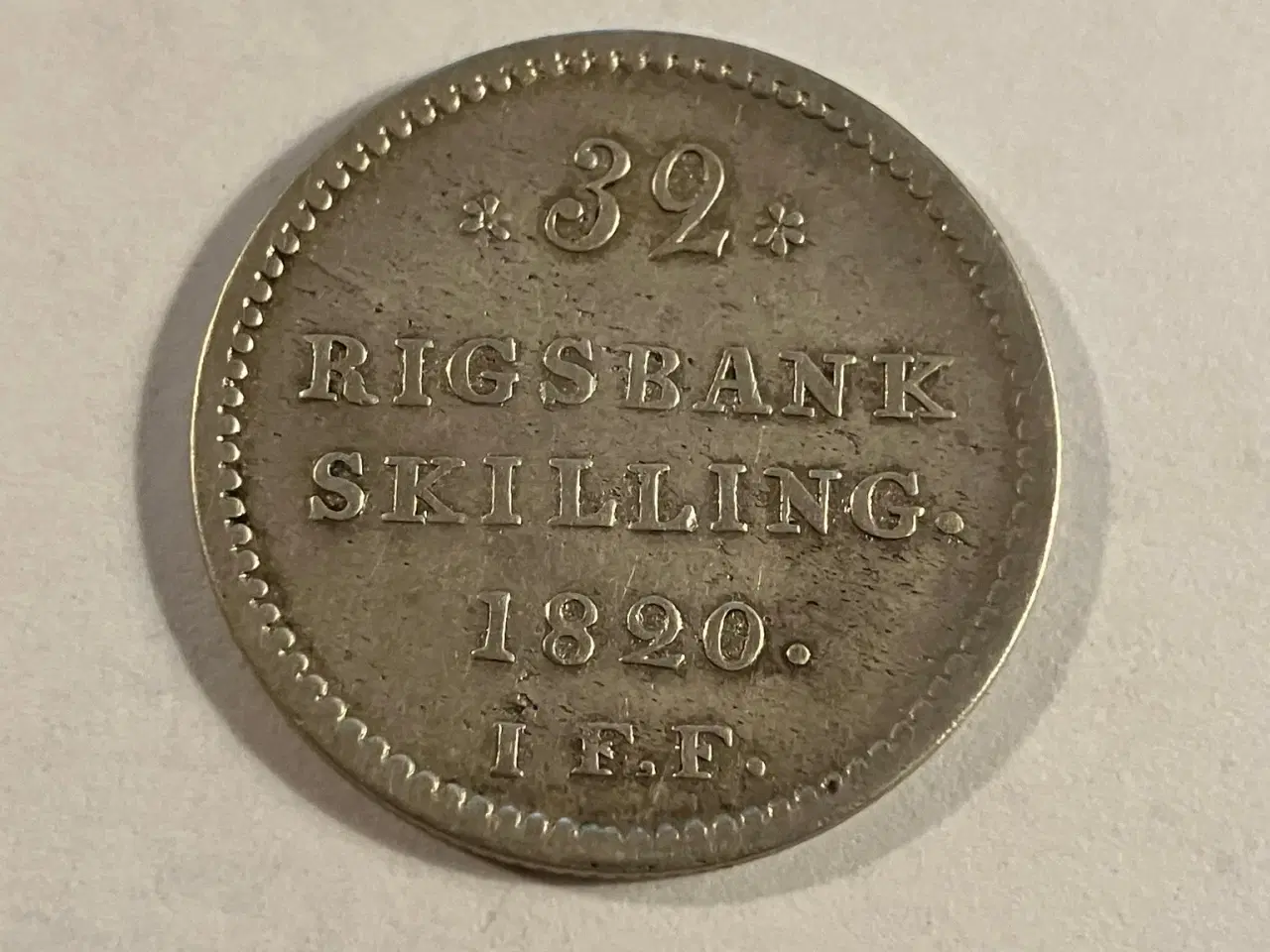 Billede 1 - 32 Rigsbankskilling 1820 Danmark